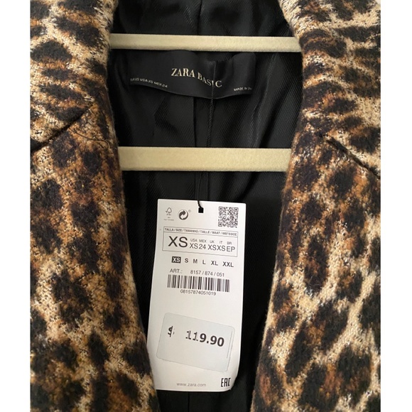 ZARA Leopard Print Jacquard Coat. NWT. Size XS. - Picture 9 of 9